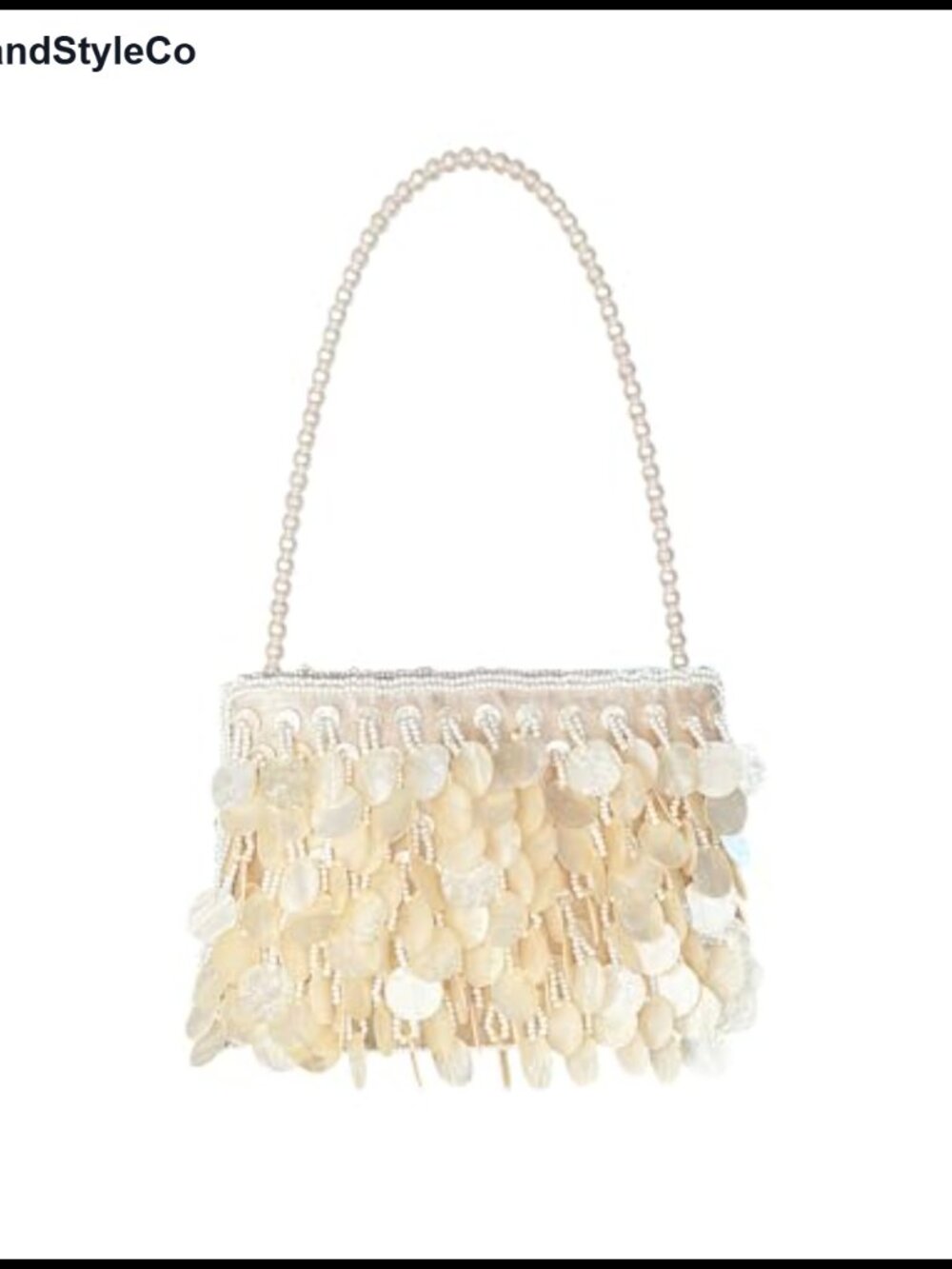 Sequin Evening Clutch with Faux Pearl Handle & Metal Chain Strap
